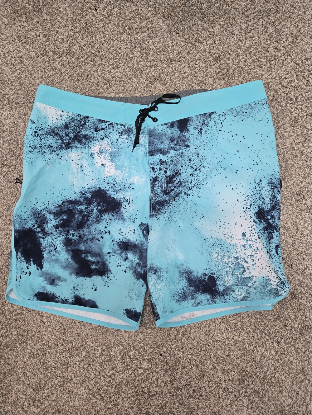 Hurley Aqua Blue Swim Board Shorts with Black Splash